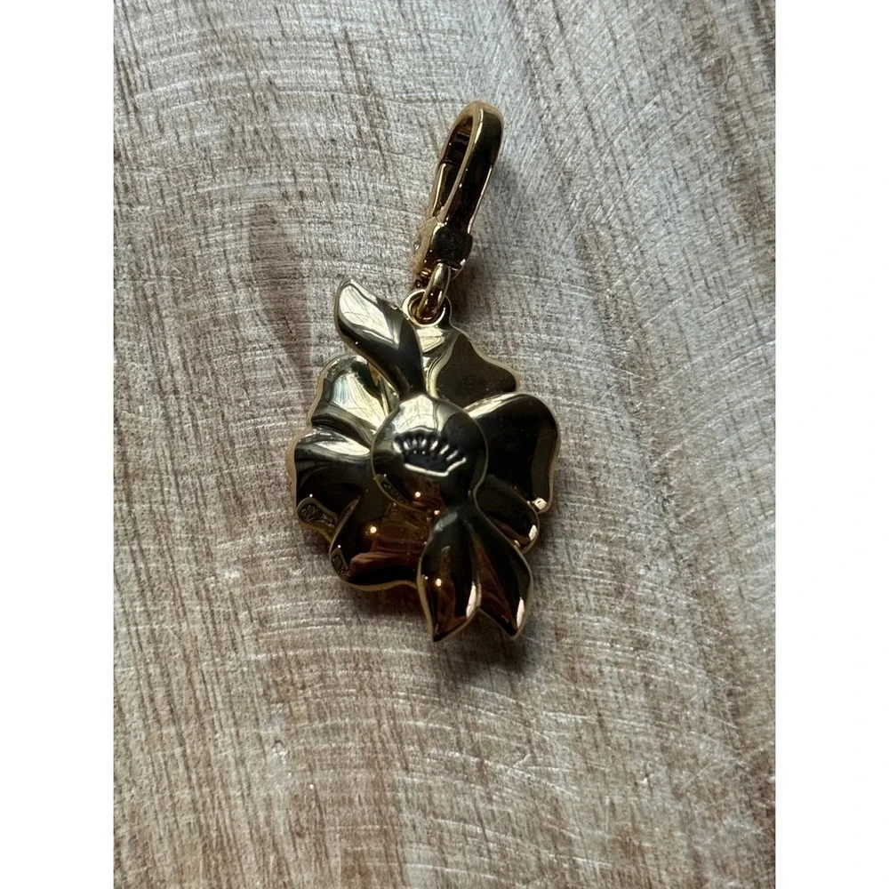 Juicy Couture Pink Pavé Crystal Flower Charm Lady Bug Gold Plated Signed - Picture 2 of 3